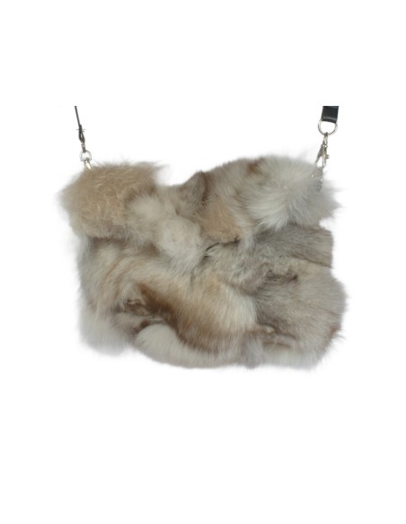 Šedo-bíla kožešinová kabelka