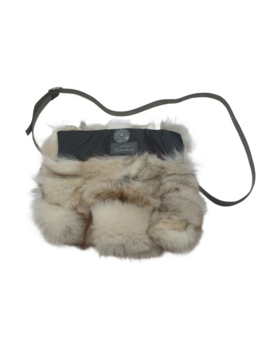 Šedo-bíla kožešinová kabelka